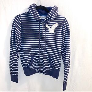 American Eagle Striped Full Zip Sweatshirt